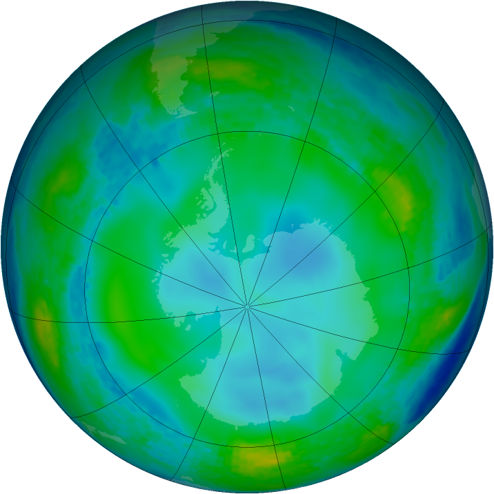 Antarctic ozone map for 09 June 2004